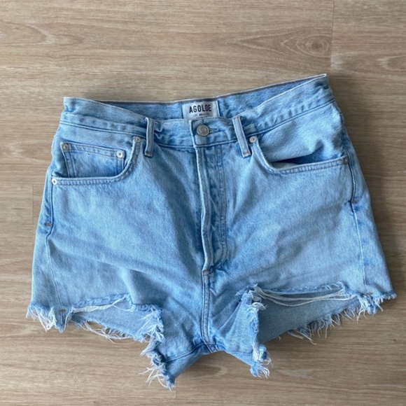 AGOLDE High Waisted Button-Up Jean Shorts Size: 28 - Picture 1 of 7